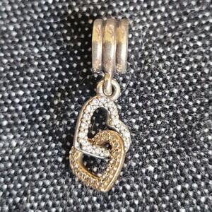 Genuine Pandora Interlocked Hearts Charm 792068CZ Two Tone 14ct Gold Sterling‎